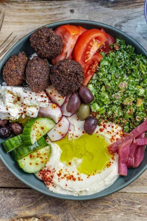 Spicy Falafel Mediterranean Bowl with Hummus