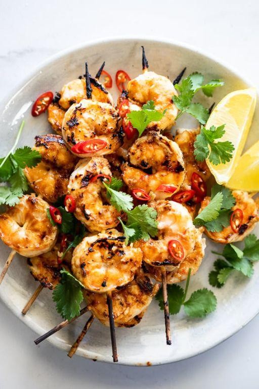 Spicy Garlic Cilantro Shrimp Skewers