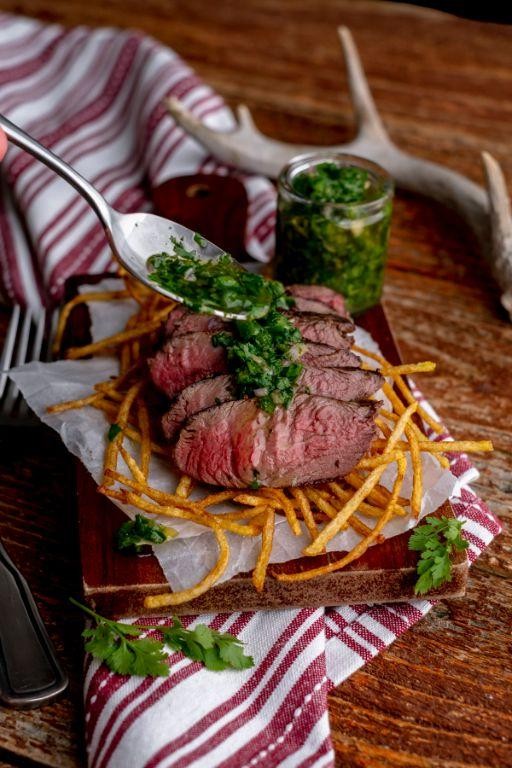 Spicy Grilled Deer Steak with Chimichurri Sauce