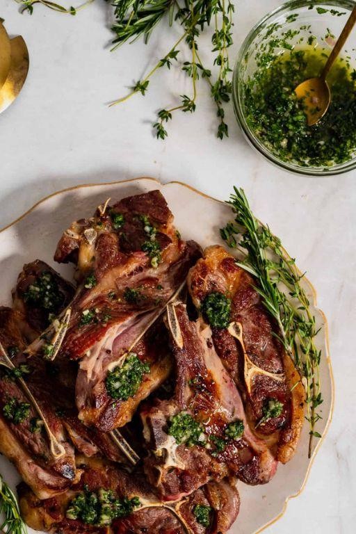 Spicy Grilled Lamb Shoulder Chops with Chimichurri Sauce