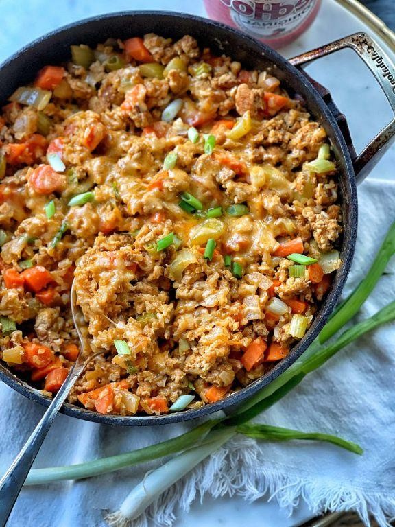 Spicy Ground Chicken and Rice Skillet
