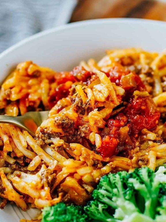 Spicy Hash Brown and Ground Beef Tacos