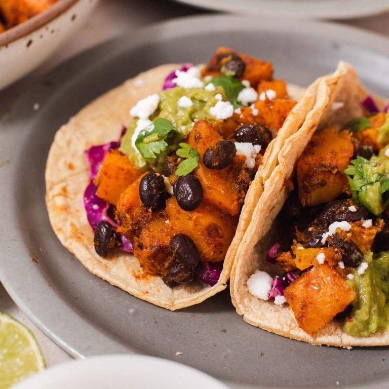 Spicy Honeynut Squash and Black Bean Tacos