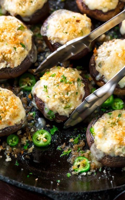 Spicy Jalapeno Cream Cheese Stuffed Mushrooms