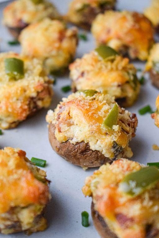 Spicy Jalapeño Popper Stuffed Mushrooms