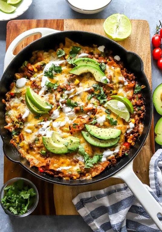 Spicy Kale and Beef Taco Skillet