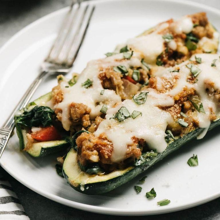 Spicy Keto Sausage and Zucchini Boats