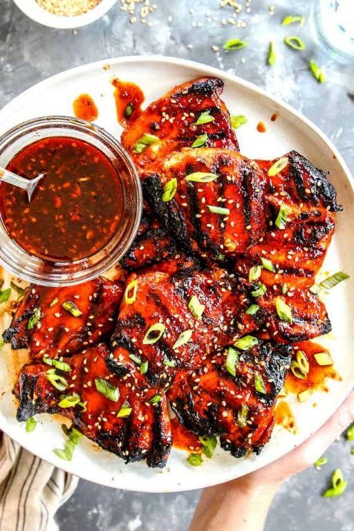 Spicy Korean BBQ Grilled Chicken Thighs