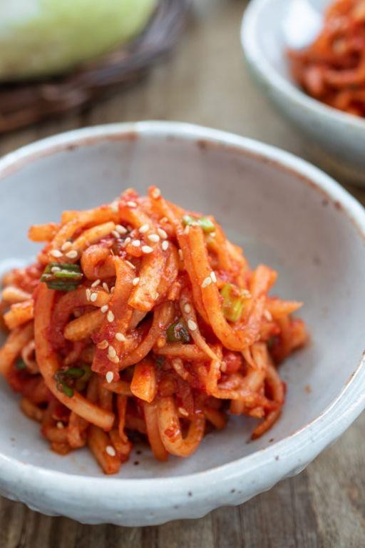 Spicy Korean Radish Salad with Sesame and Soy