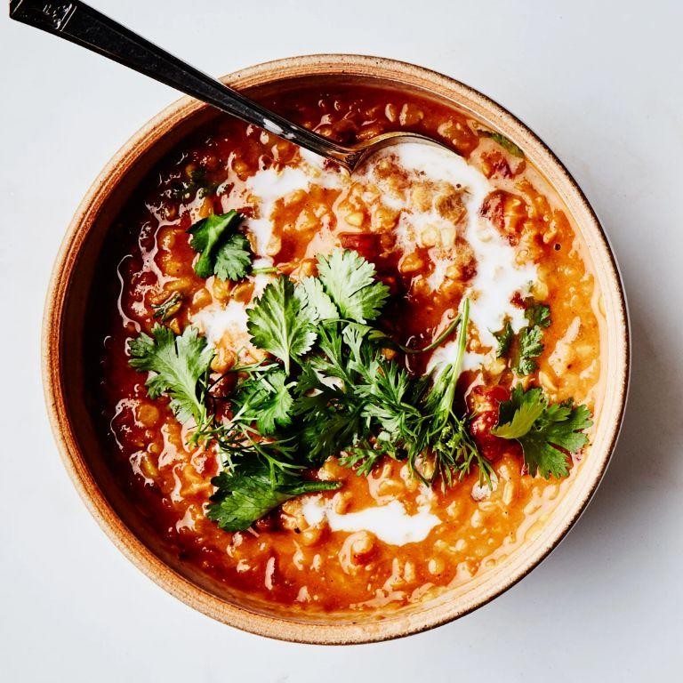 Spicy Lentil Soup with Tomato and Coconut