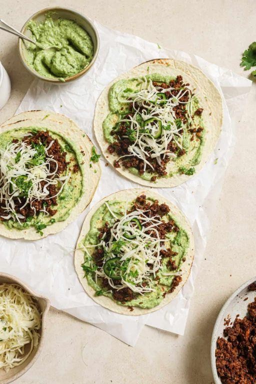 Spicy Lentil Tacos with Avocado Crema