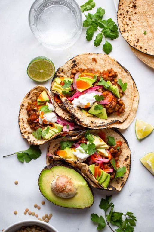 Spicy Lentil Tacos with Avocado