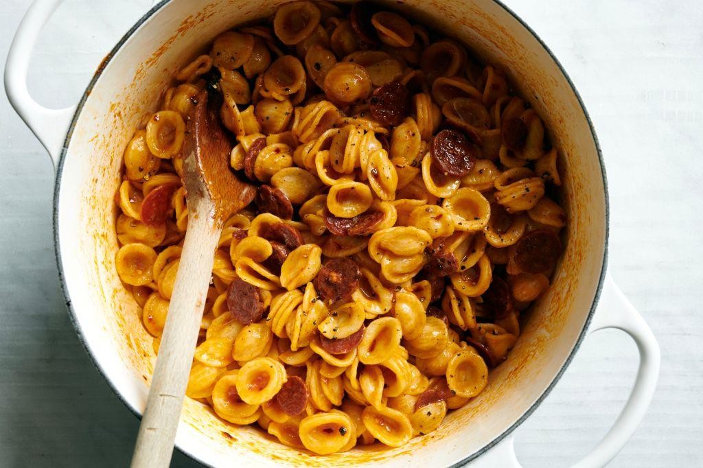 Spicy Oyster and Chorizo Pasta