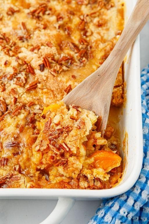 Spicy Peach Dump Cake with a Chili Twist