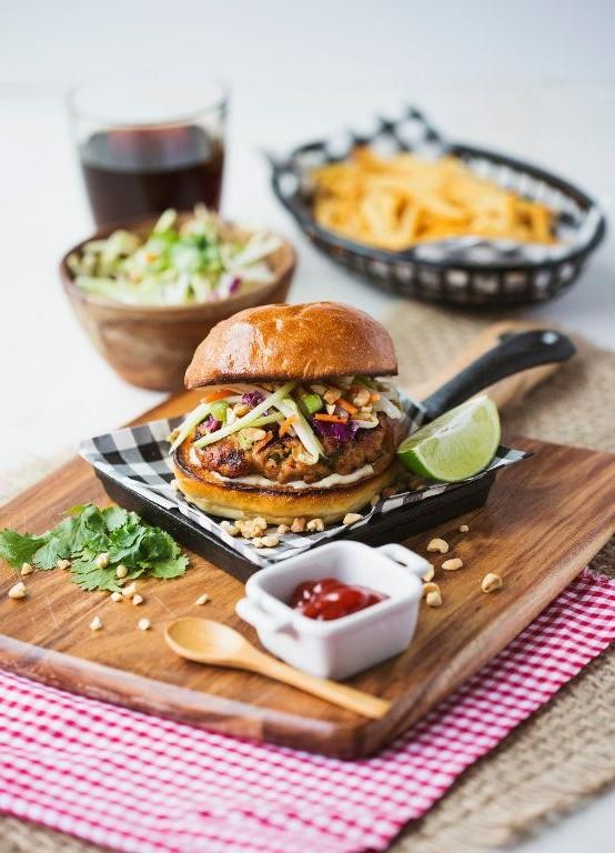 Spicy Peanut Chicken Burgers