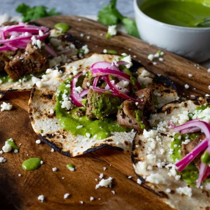 Spicy Pork Tenderloin Tacos with Salsa Verde
