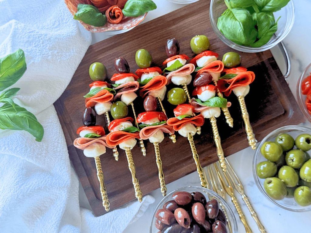 Spicy Salami and Pepper Antipasto Skewers