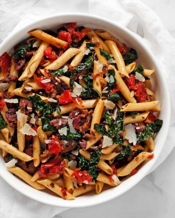 Spicy Sausage, Kale, and Penne