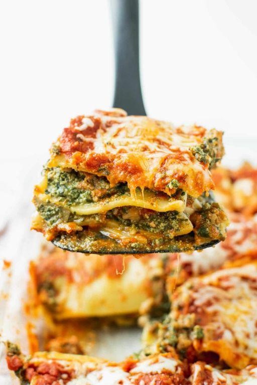 Spicy Sausage Lasagna with Spinach