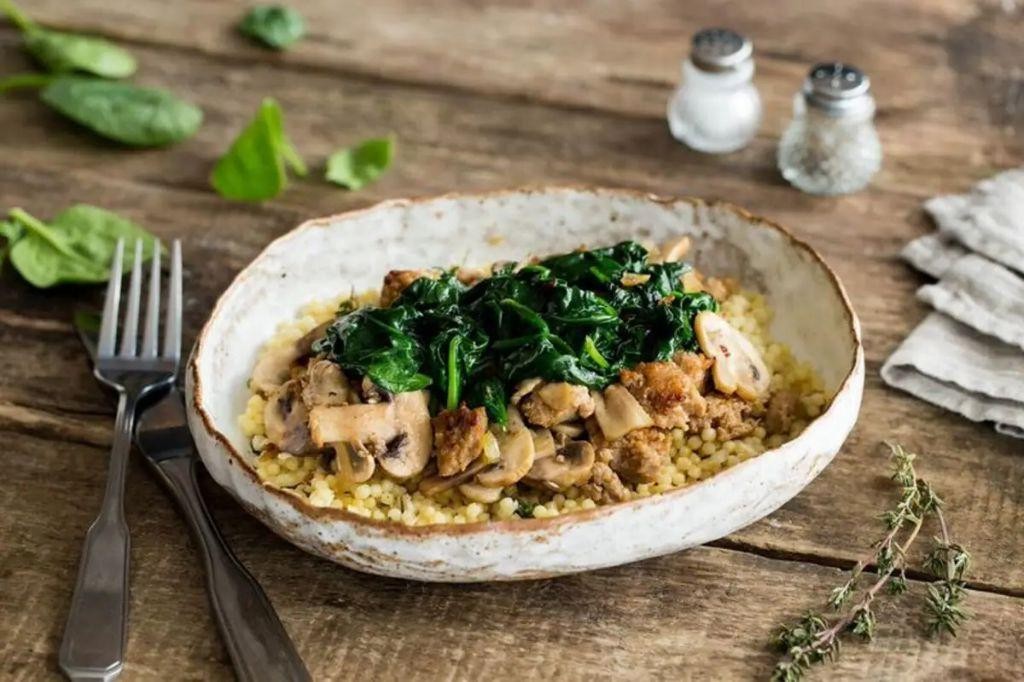 Spicy Sausage and Fregola Skillet