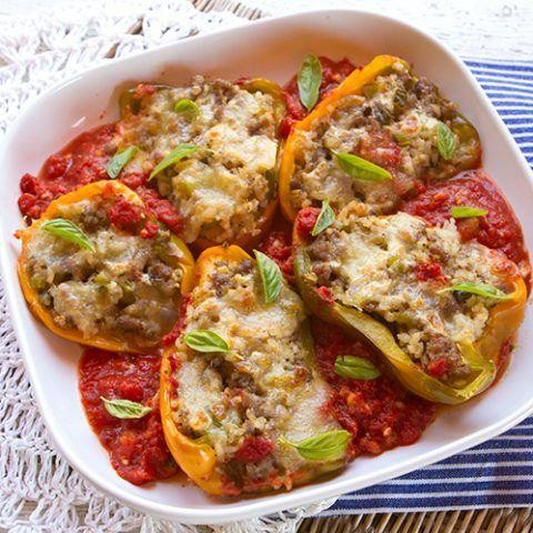 Spicy Sausage and Rice Stuffed Peppers