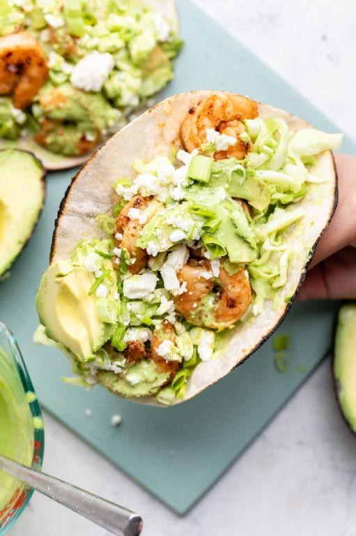 Spicy Shrimp Tacos with Avocado Slaw