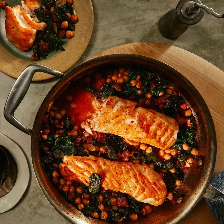 Spicy Skillet Cod with Chorizo and Chickpeas