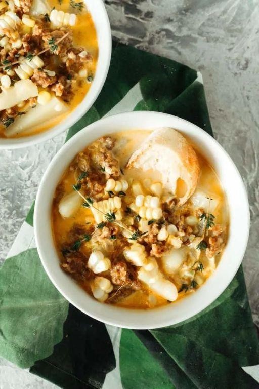 Spicy Smoked Sausage and Corn Chowder