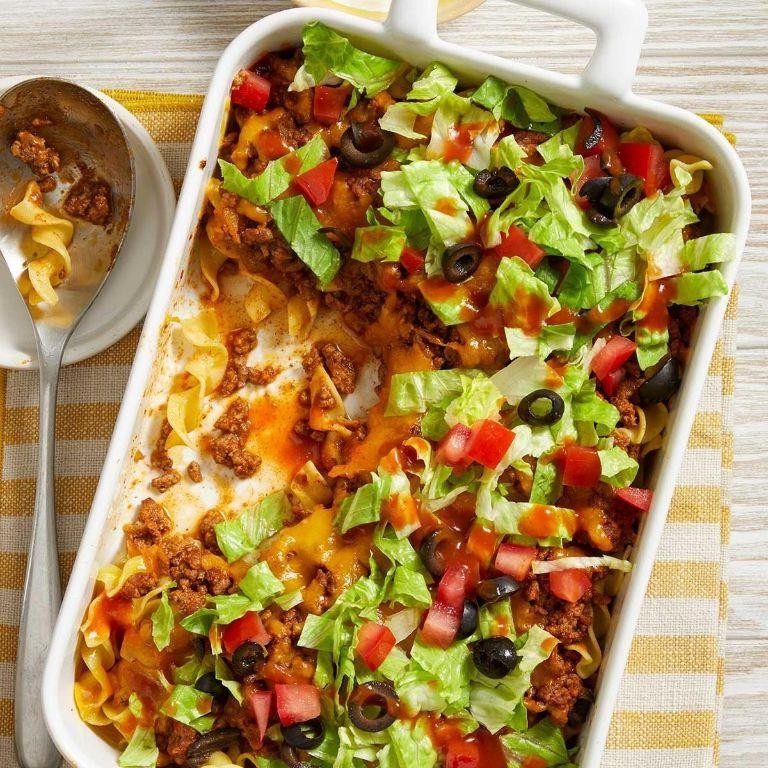 Spicy Taco Egg Noodle Bake