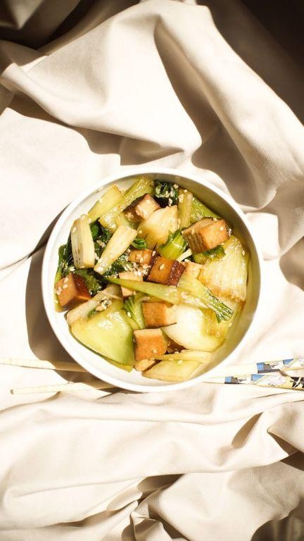 Spicy Tatsoi Salad with Sesame Dressing