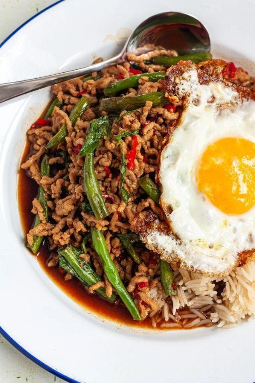 Spicy Thai Basil Pork and Bean Stir-fry