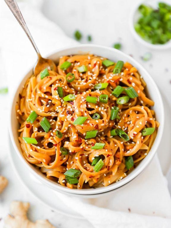 Spicy Thai Peanut Egg Noodles