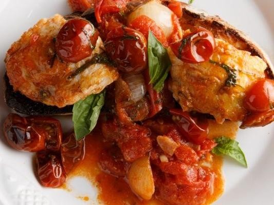Spicy Tomato Baked Monkfish