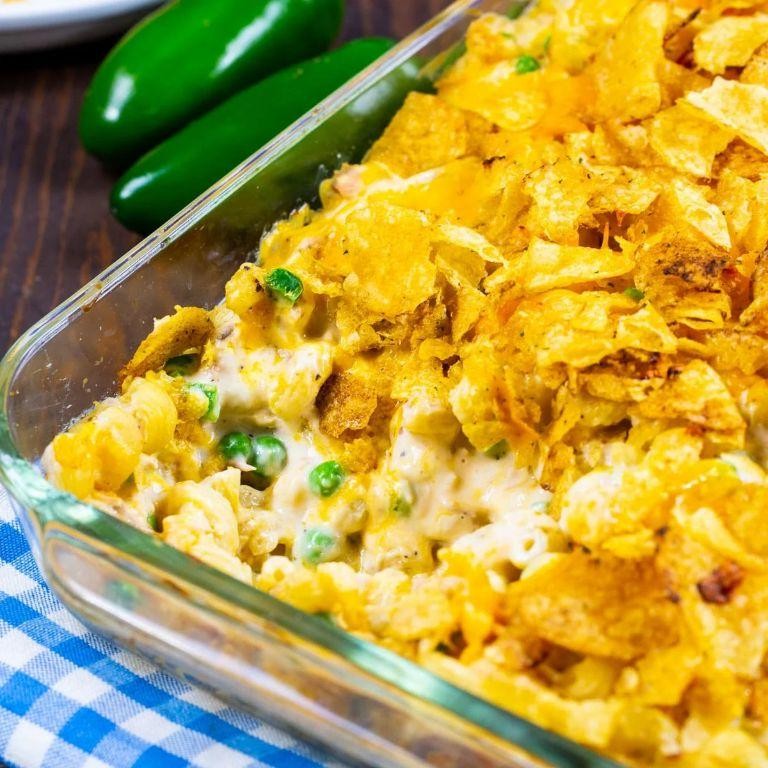 Spicy Tuna Noodle Bake with Jalapeños