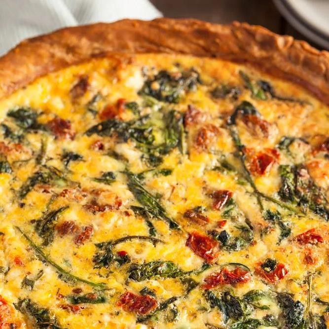 Spinach Feta Quiche with Roasted Red Peppers