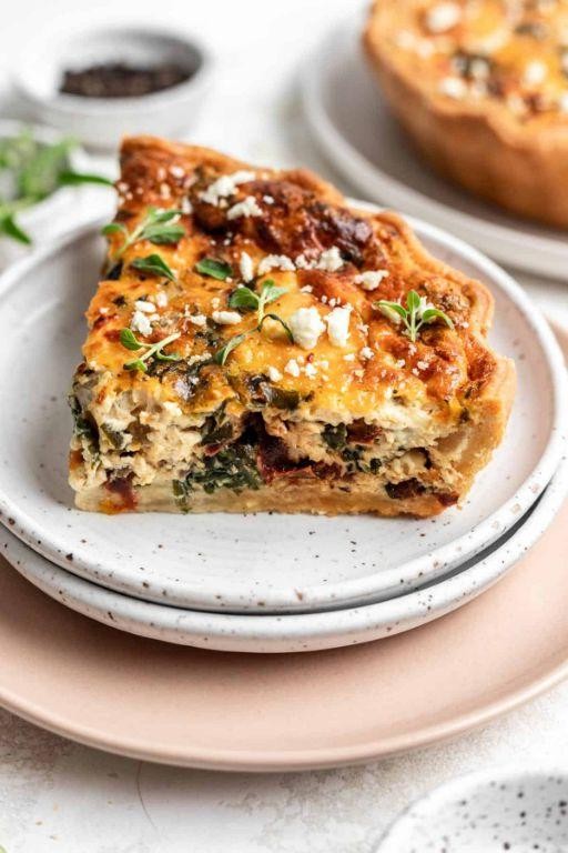 Spinach Feta Quiche with Sundried Tomatoes