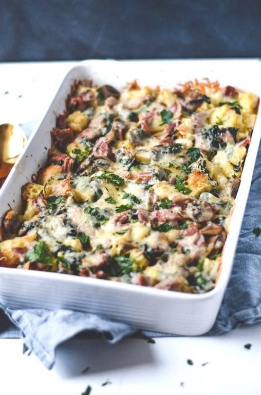 Spinach, Mushroom, and Ham Casserole Medley