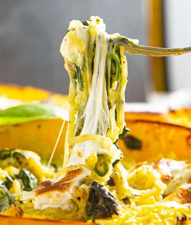 Spinach Pesto Spaghetti Squash Casserole
