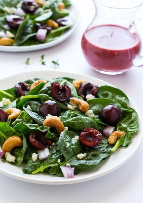 Spinach Salad with Rainier Cherry Vinaigrette