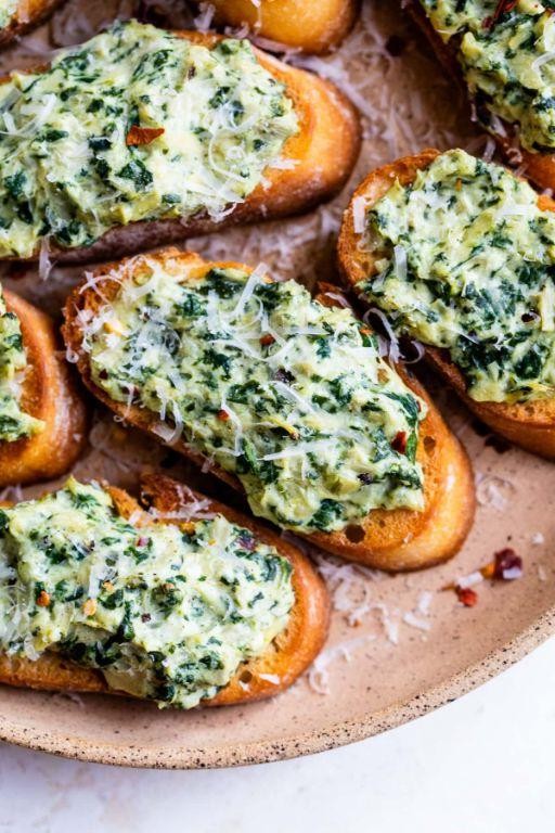 Spinach and Artichoke Mozzarella Bruschetta