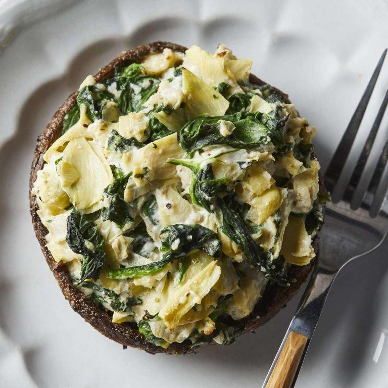 Spinach and Artichoke Stuffed Portobello Mushrooms