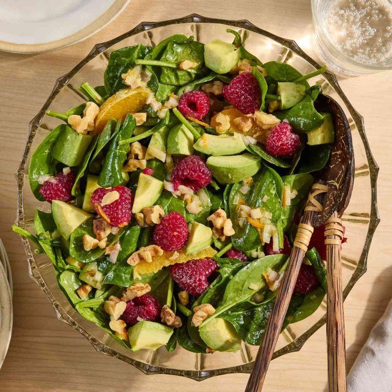 Spinach and Avocado Salad with Raspberry Vinaigrette