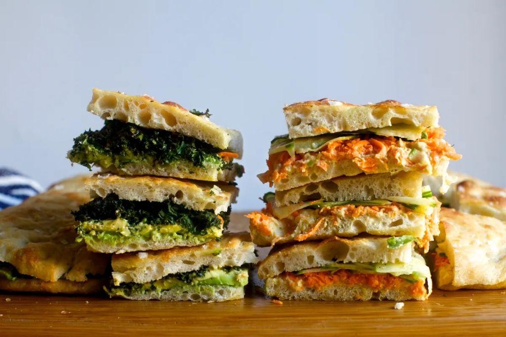 Spinach and Feta Focaccia Sandwich