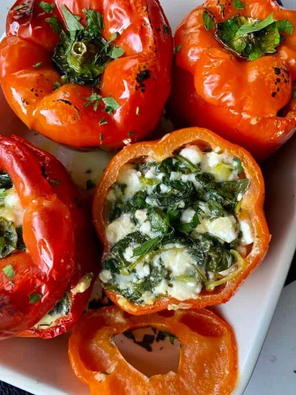 Spinach and Feta Stuffed Bell Peppers