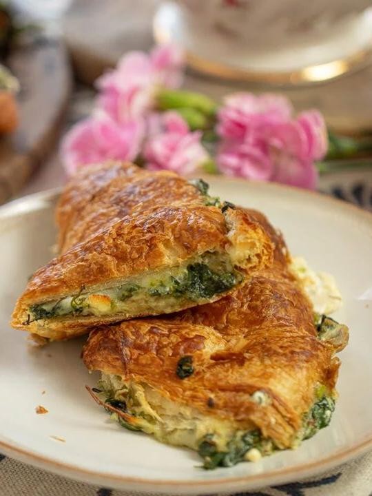 Spinach and Feta Stuffed Breakfast Croissant