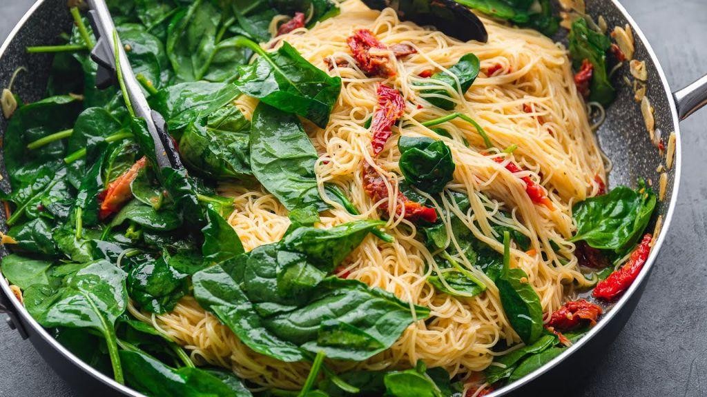 Spinach and Sun-Dried Tomato Angel Hair