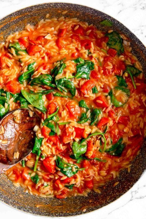 Spinach and Tomato Orzo Risotto