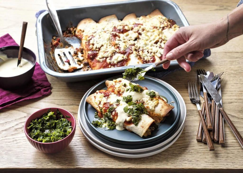 Spinach and Zucchini Enchiladas