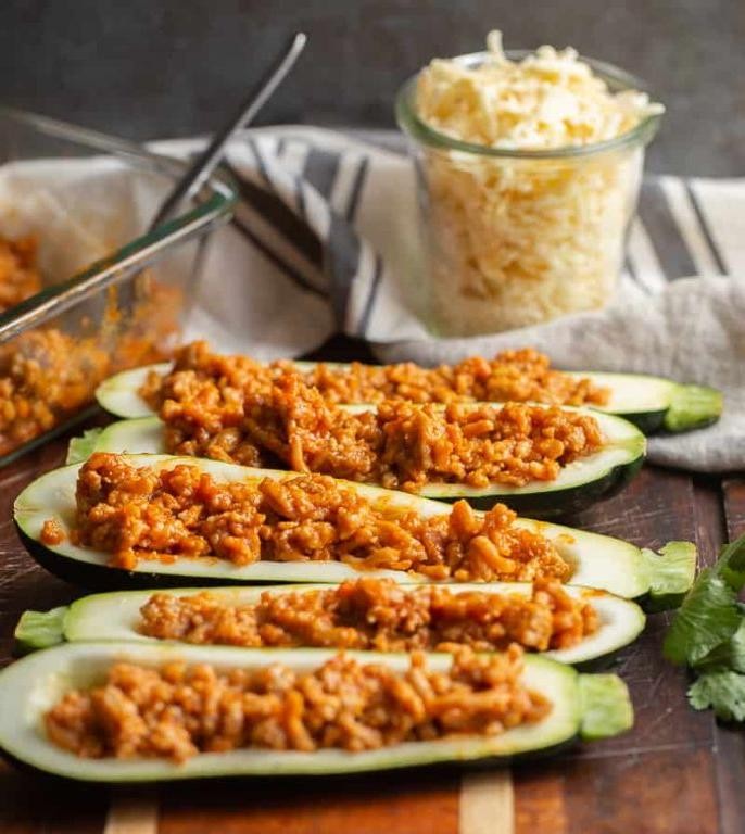 Sriracha Ground Turkey Zucchini Boats