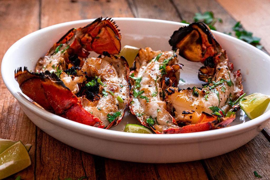 Steamed Lobster Tail with Cilantro Lime Butter